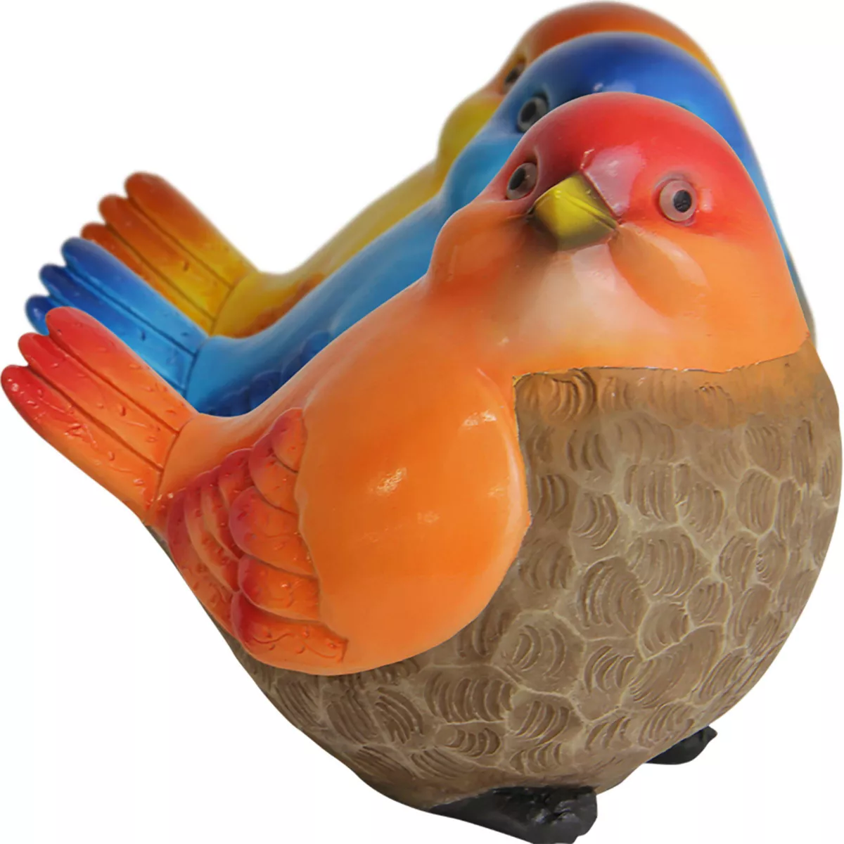 Set of 3 Resin Bird Statue Orange/Blue/Yellow - Exhart