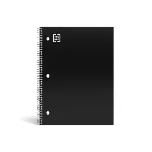 Staples Durable Poly Cover Notebook Wide Ruled Black 8
