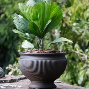 Sunnydaze Indoor/Outdoor Patio, Garden, or Porch Weather-Resistant Double-Walled Elizabeth Ribbed Urn Flower Pot Planter - 16