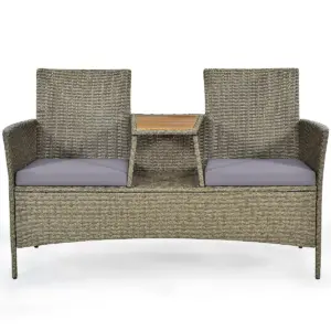 Costway 2-Person Patio Rattan Conversation Furniture Set Loveseat Coffee Table