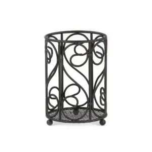 Home Basics Scroll Collection Steel Cutlery Holder with Mesh Bottom and Non-Skid Feet, Black