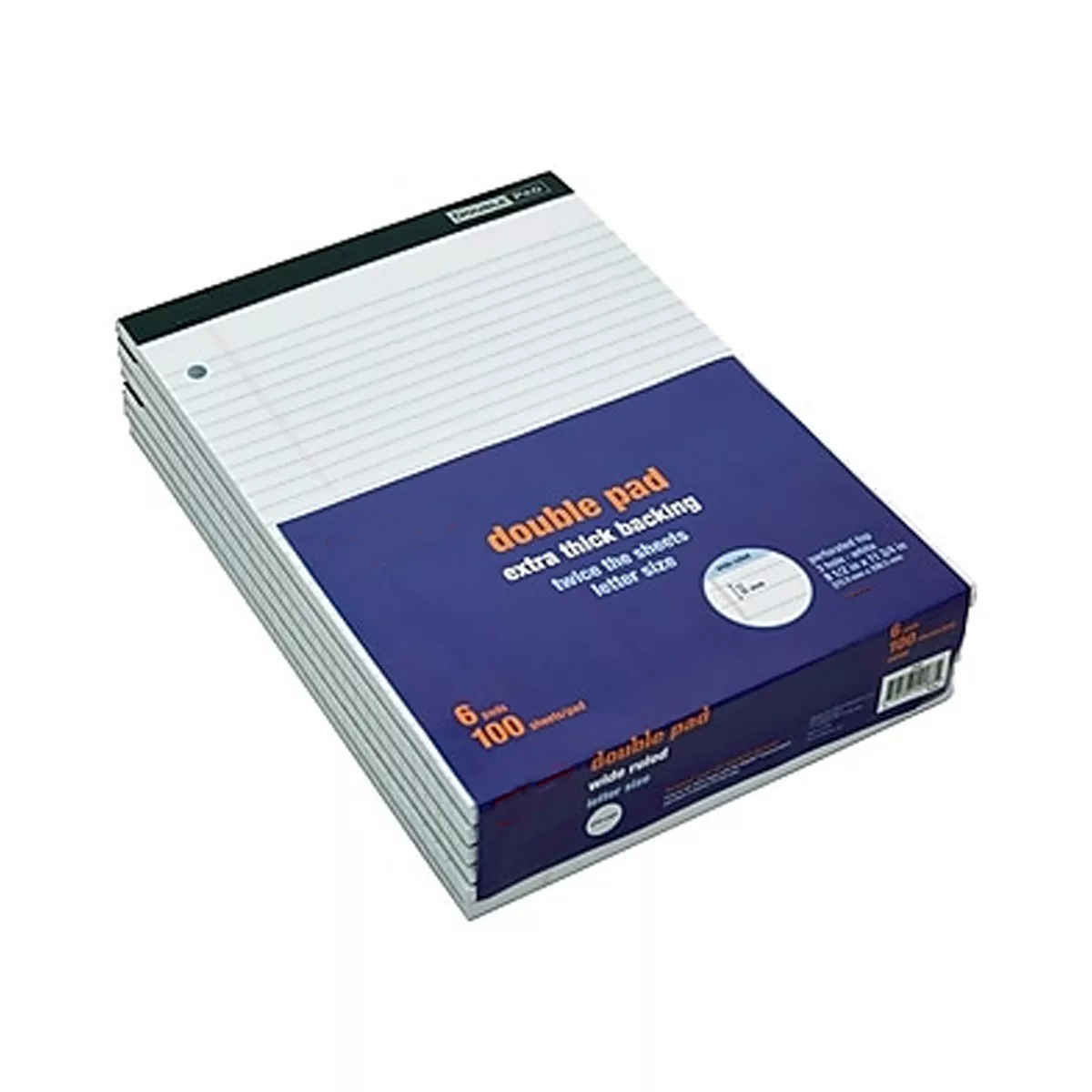 MyOfficeInnovations Double Pad Notepads 8.5x11.75 White 100 Sh/Pd 6 Pd/Pk 478900