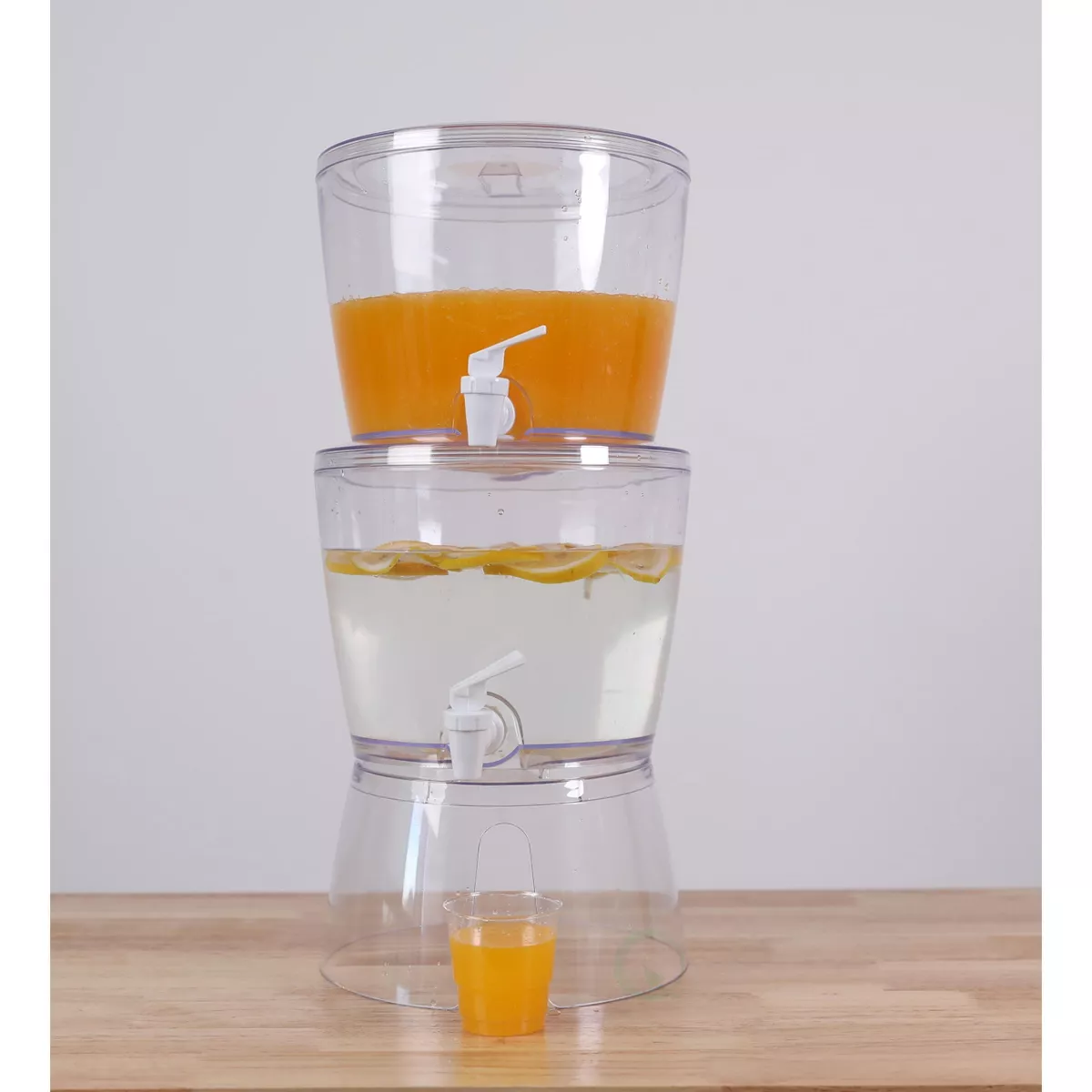 Basicwise Stackable Juice and Water Beverage Dispensers with Stand, 2.8 Gallon