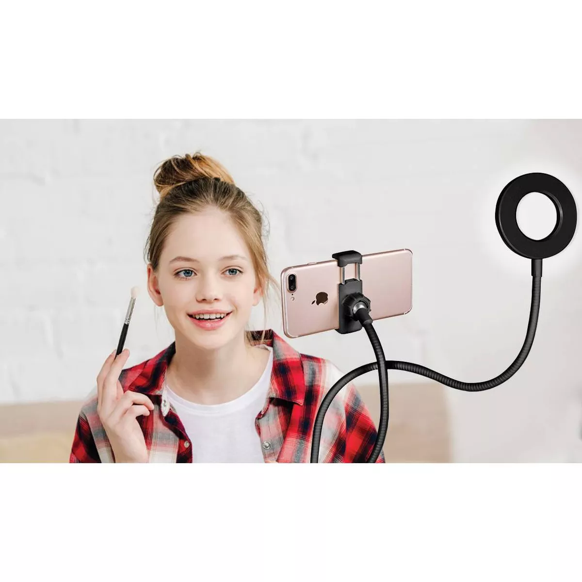 Merkury Vlogging Ring Light Phone Holder with Remote - Platform Base