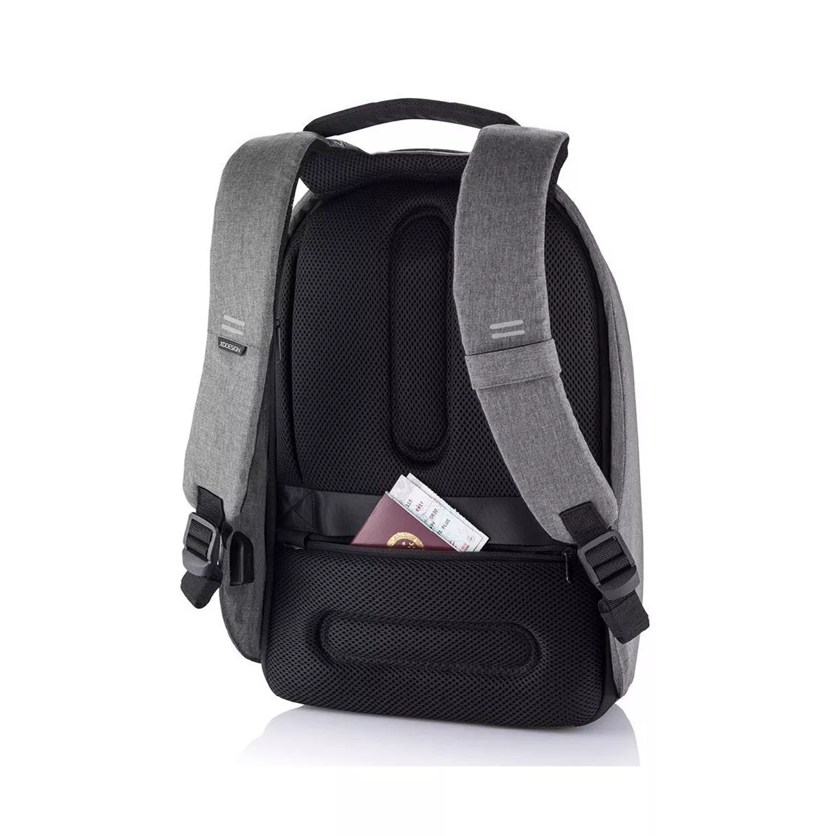 XD Design Bobby Hero Anti Theft Travel Eco Friendly Laptop Backpack with USB Port, RFID Protected Pockets, and Hidden Zippers, Grey