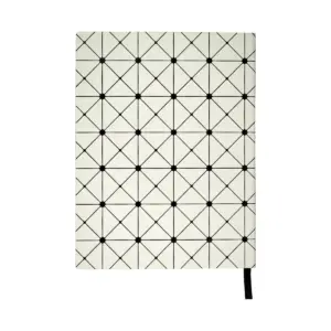 Lined Journal Leatherette Pattern Satin Ribbon Cream Crisscross - Top Flight