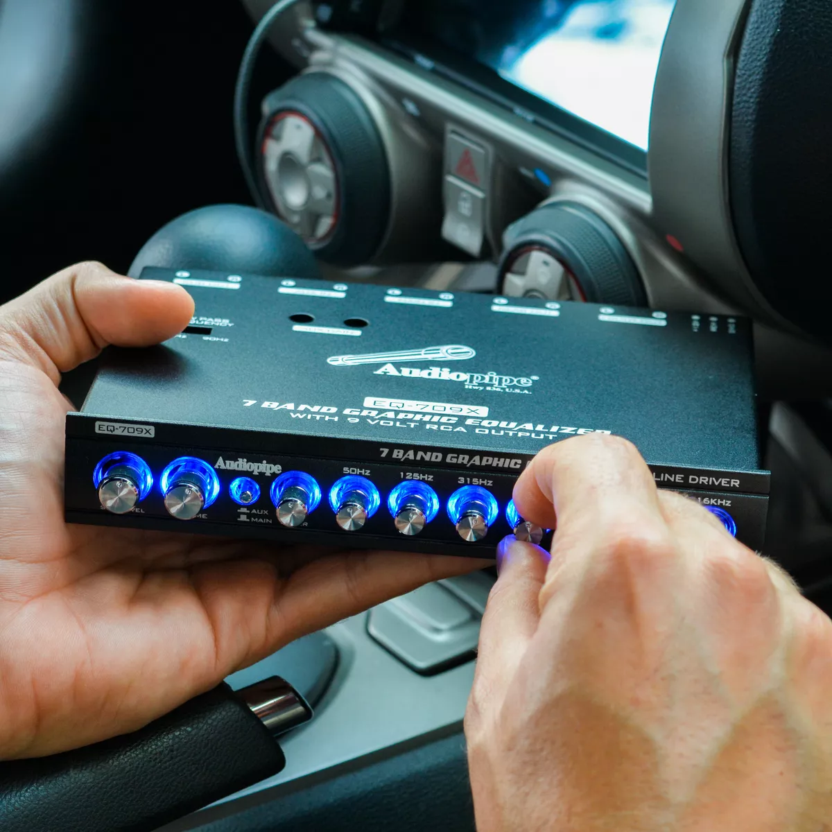 Audiopipe EQ-709X 7 Band 9 Volt Universal Half DIN Parametric Graphic Car Audio Equalizer for Car Stereo Sound System Subwoofer Speakers
