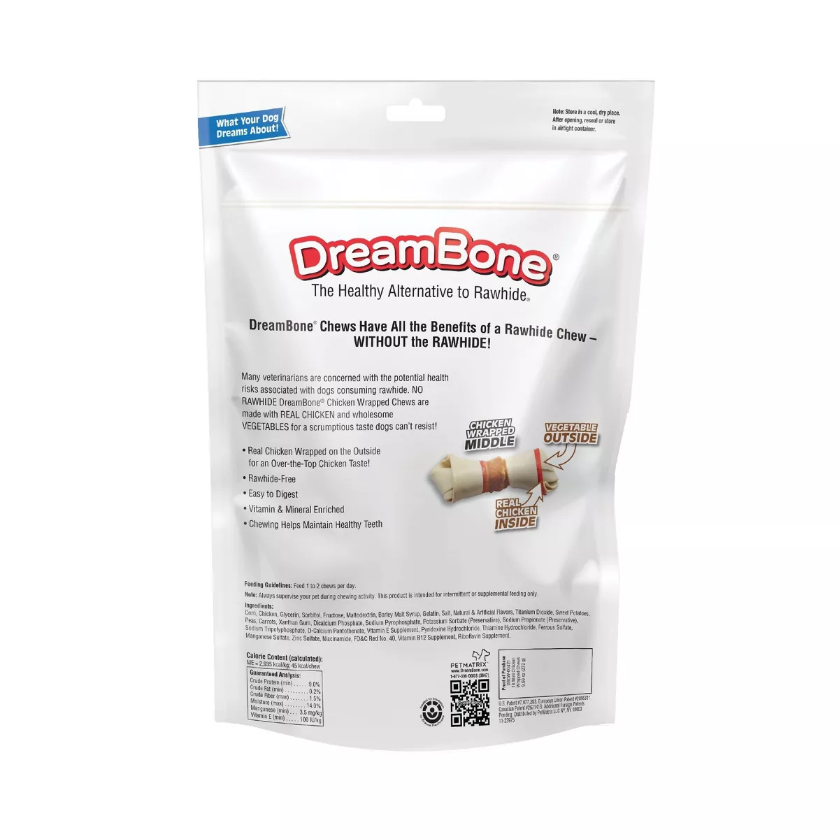 Dreambone Chicken Wrapped Mini Bones Chews Dog Treats - 16ct