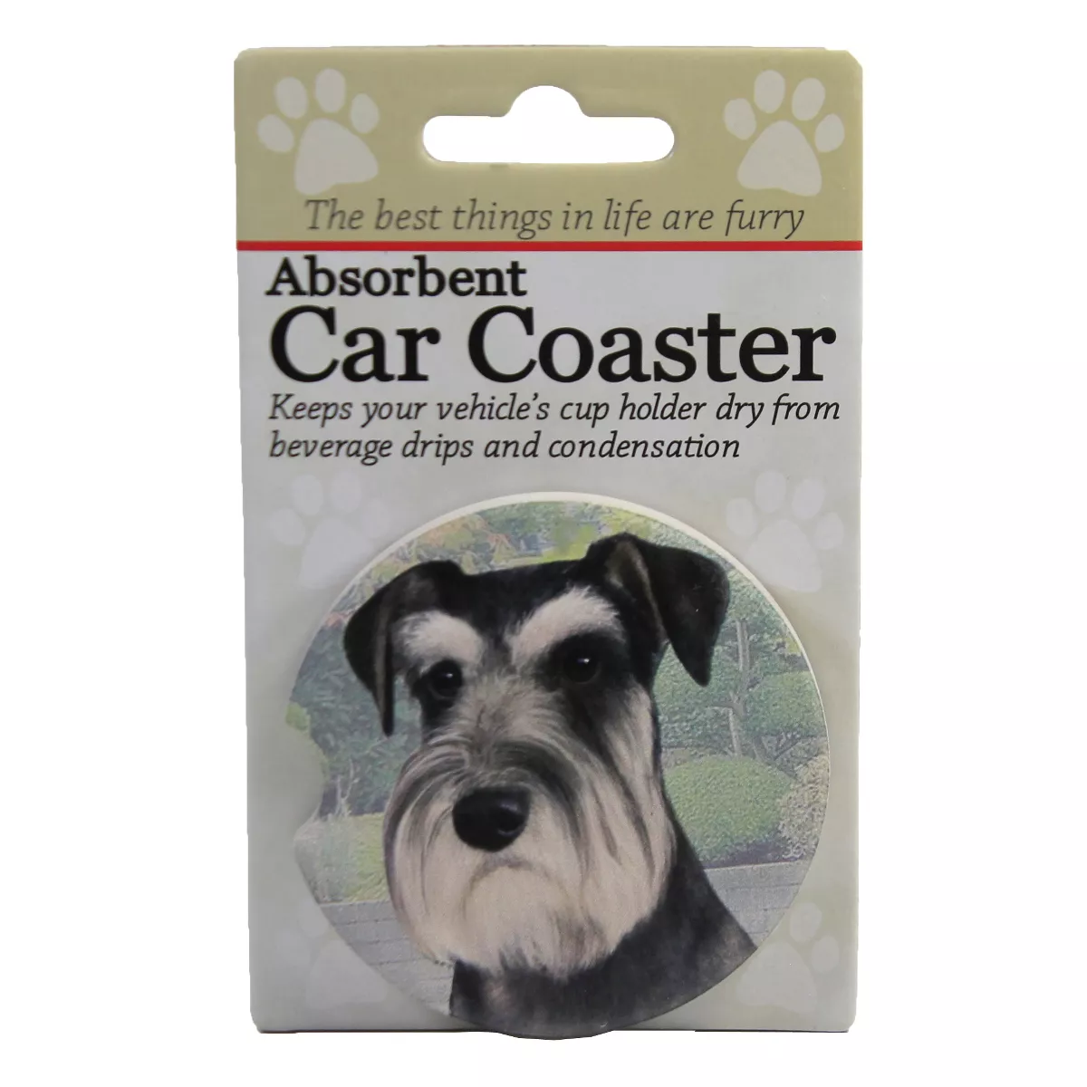 Car Coaster 2.5" Schnauzer Uncropped Coaster Absorbent E & S Pet - Coasters