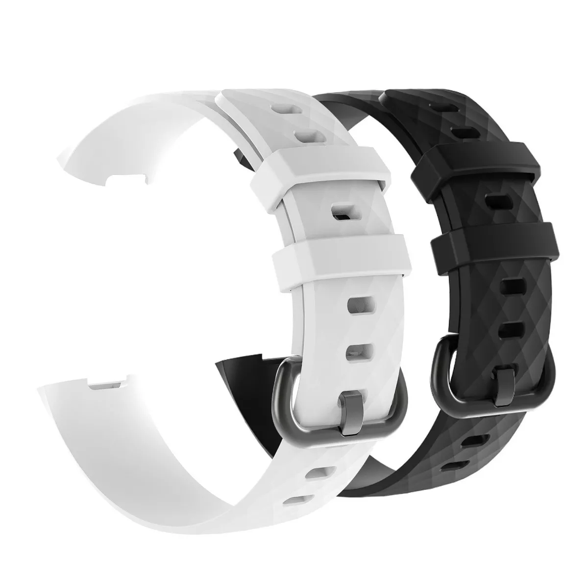Insten 2-Pack Soft TPU Rubber Replacement Band For Fitbit Charge 4 & Charge 3, Black+White