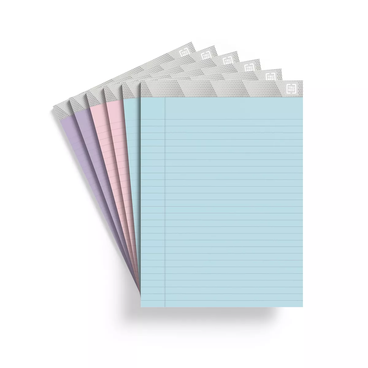TRU RED Notepads, 8.5" x 11.75", Wide Ruled, Pastels, 50 Sheets/Pad TR57363