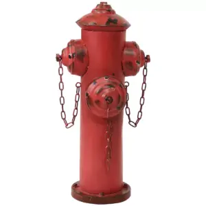 Sunnydaze Metal Fire Hydrant Outdoor Garden Statue Decor with Red Finish - 21