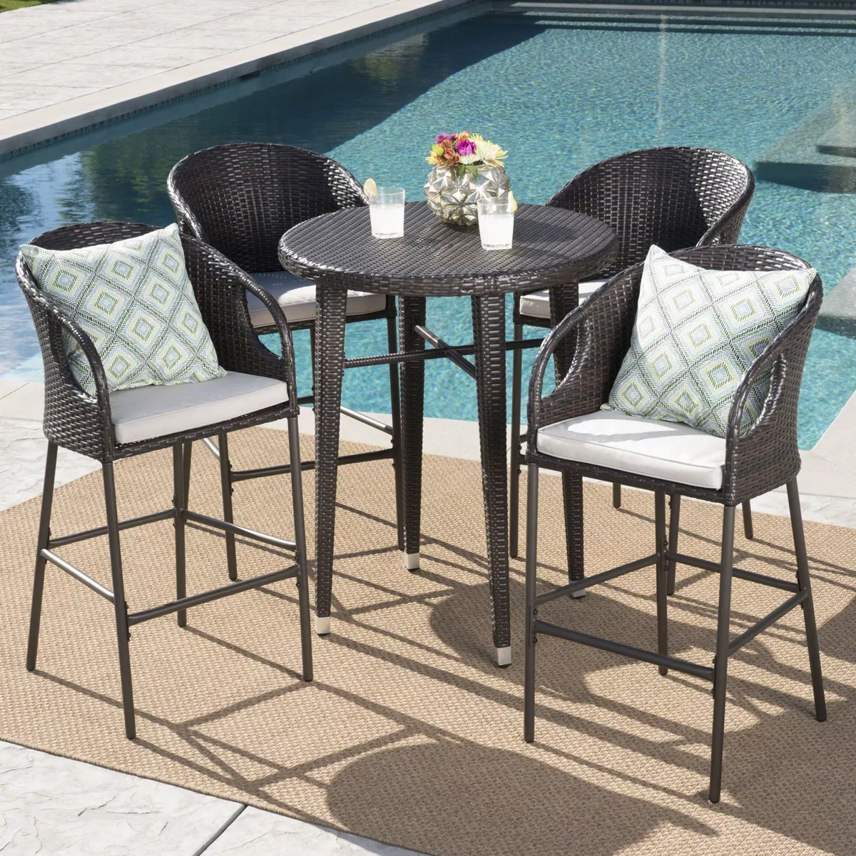Dominica 5pc Wicker Round Bar Set Multibrown/Light Brown - Christopher Knight Home