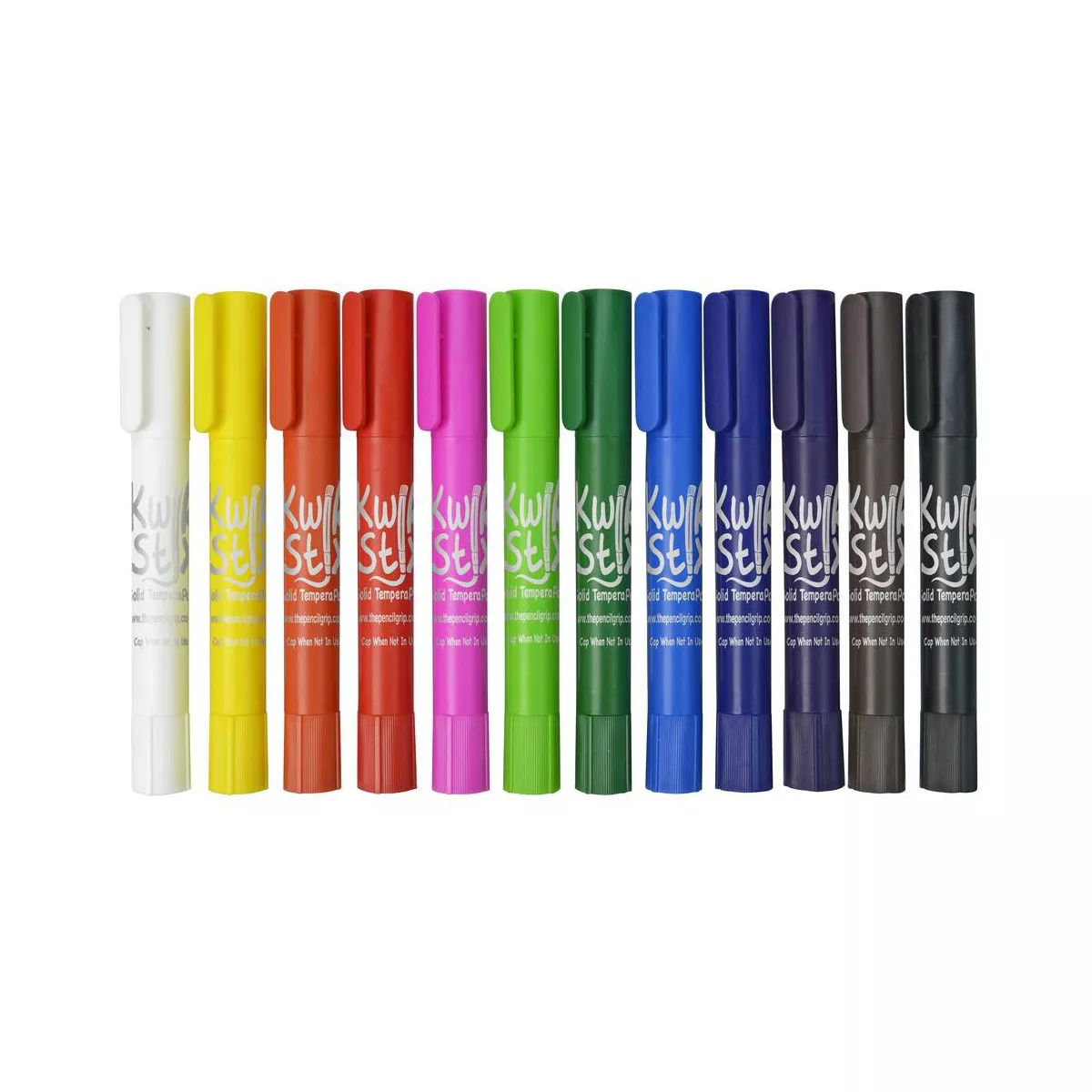 Kwikstix Stix Solid Tempera Paint, Super Quick Drying, Classic Primary Colors, Thin, 12 Pack