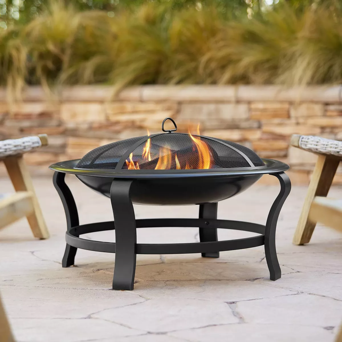 John Timberland Black Iron Outdoor Fire Pit Round 30