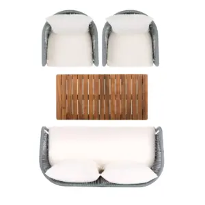Prester 4pc Living Set - Gray/Beige/Natural - Safavieh