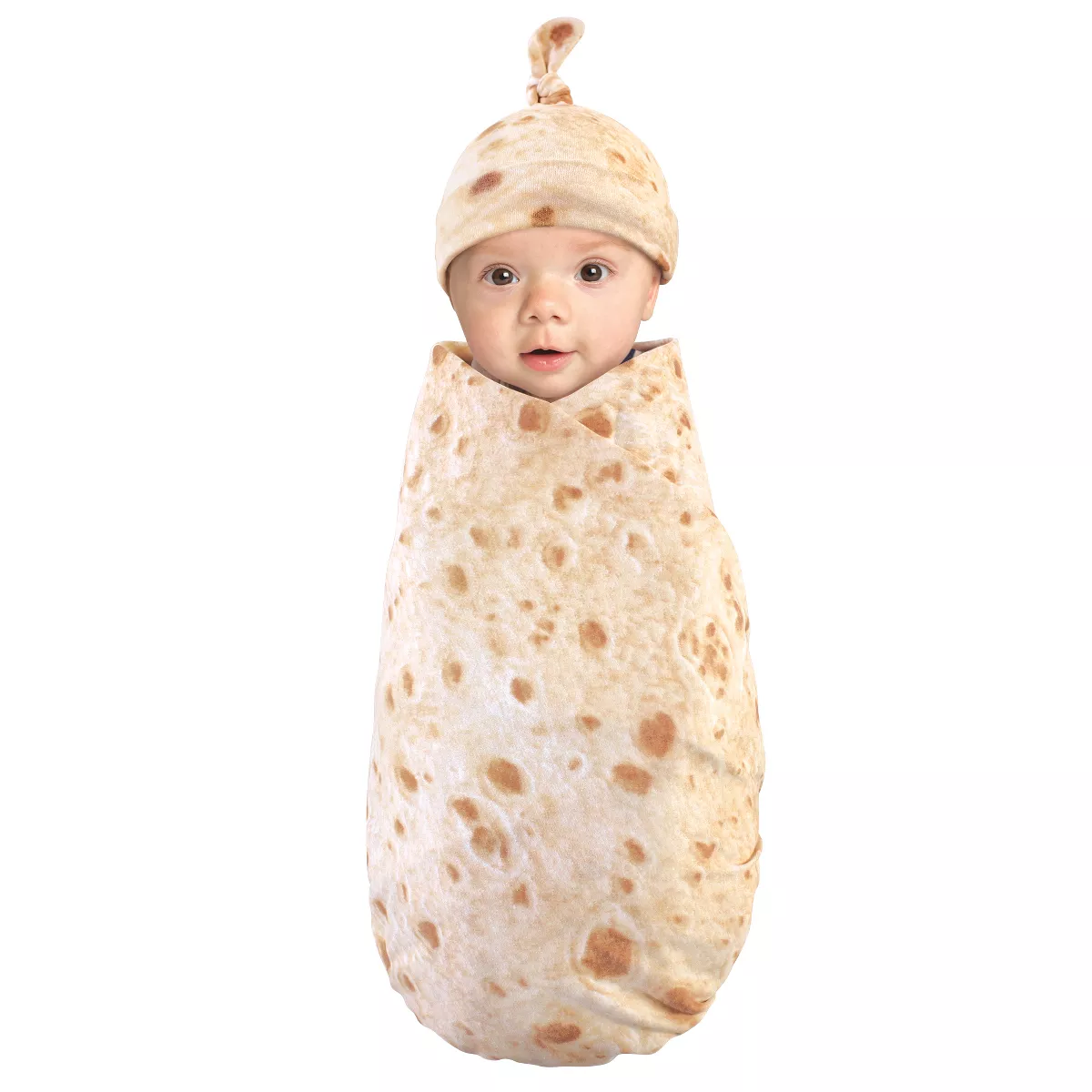Touched by Nature Baby Organic Cotton Swaddle Blanket and Headband or Cap, Burrito, One Size