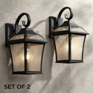 John Timberland Traditional Outdoor Wall Lights Fixture Set of 2 Carriage Style Textured Black 15