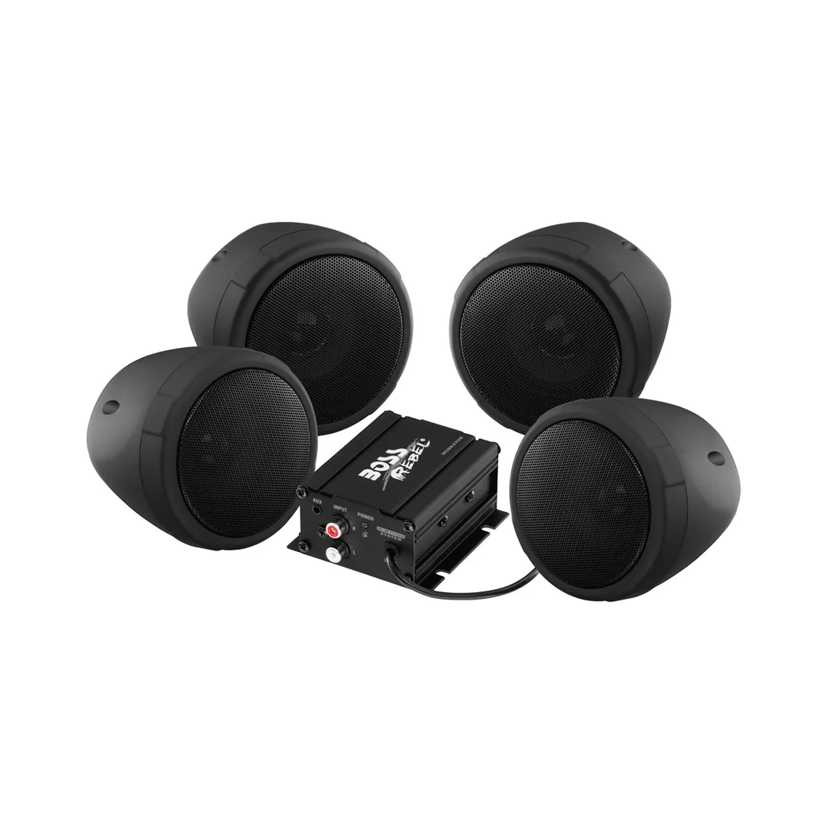 Boss 1000w Bluetooth Speakers+Amplifier Handlebar System Motorcycle/ATV (4 Pack)