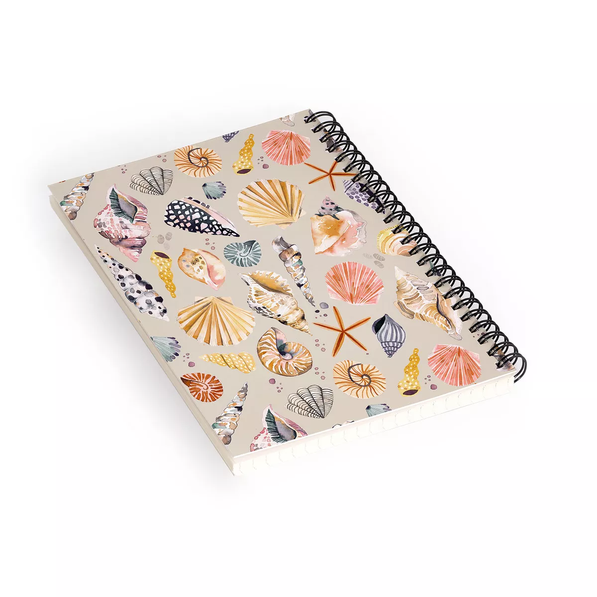 Ninola Design Sea Shells Sand Beige Spiral Notebook - Deny Designs