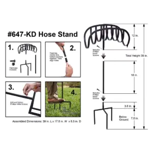 Liberty Garden 647-KD Outdoor Freestanding Manger Decorative Steel Lawn Backyard Hose Holder Stand for 125 Feet of 5/8 Inch Thick Hose, Black