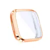 Insten Screen Protector with Soft TPU Rubber Protective Case Bumper Compatible with Fitbit Versa 2, Clear/Rose Gold