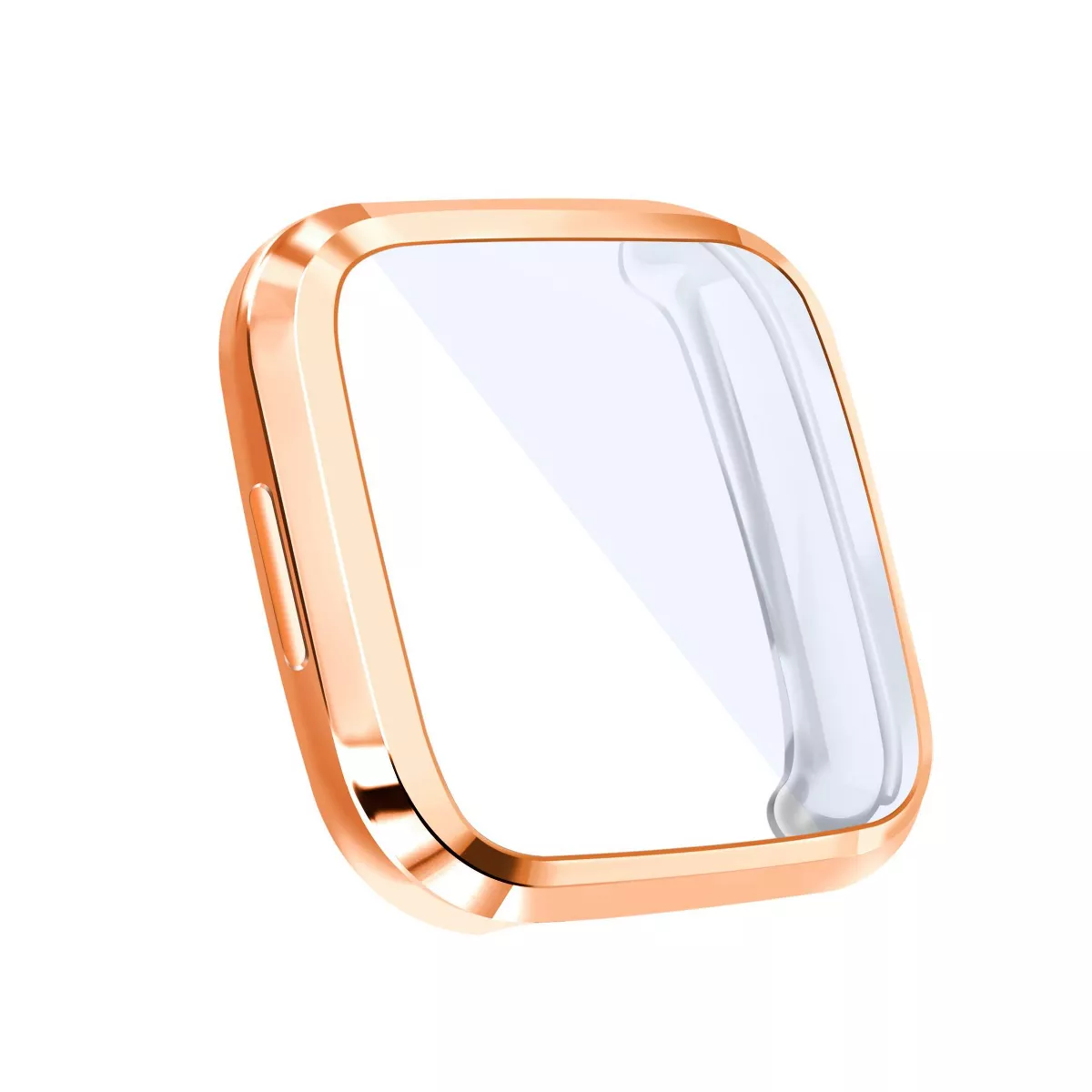 Insten Screen Protector with Soft TPU Rubber Protective Case Bumper Compatible with Fitbit Versa 2, Clear/Rose Gold