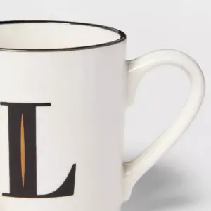 16oz Stoneware Monogram L Mug White - Threshold™