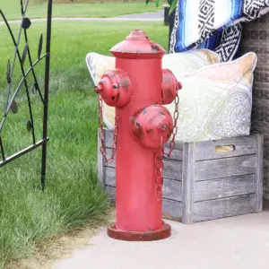 Sunnydaze Metal Fire Hydrant Outdoor Garden Statue Decor with Red Finish - 21