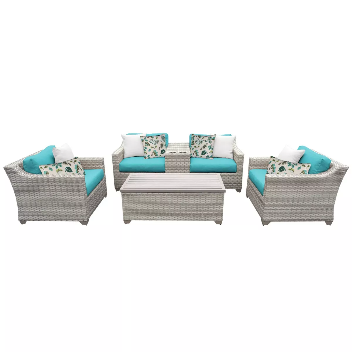 Fairmont 6pc Patio Seating Set with Cushions - Aruba - TK Classics