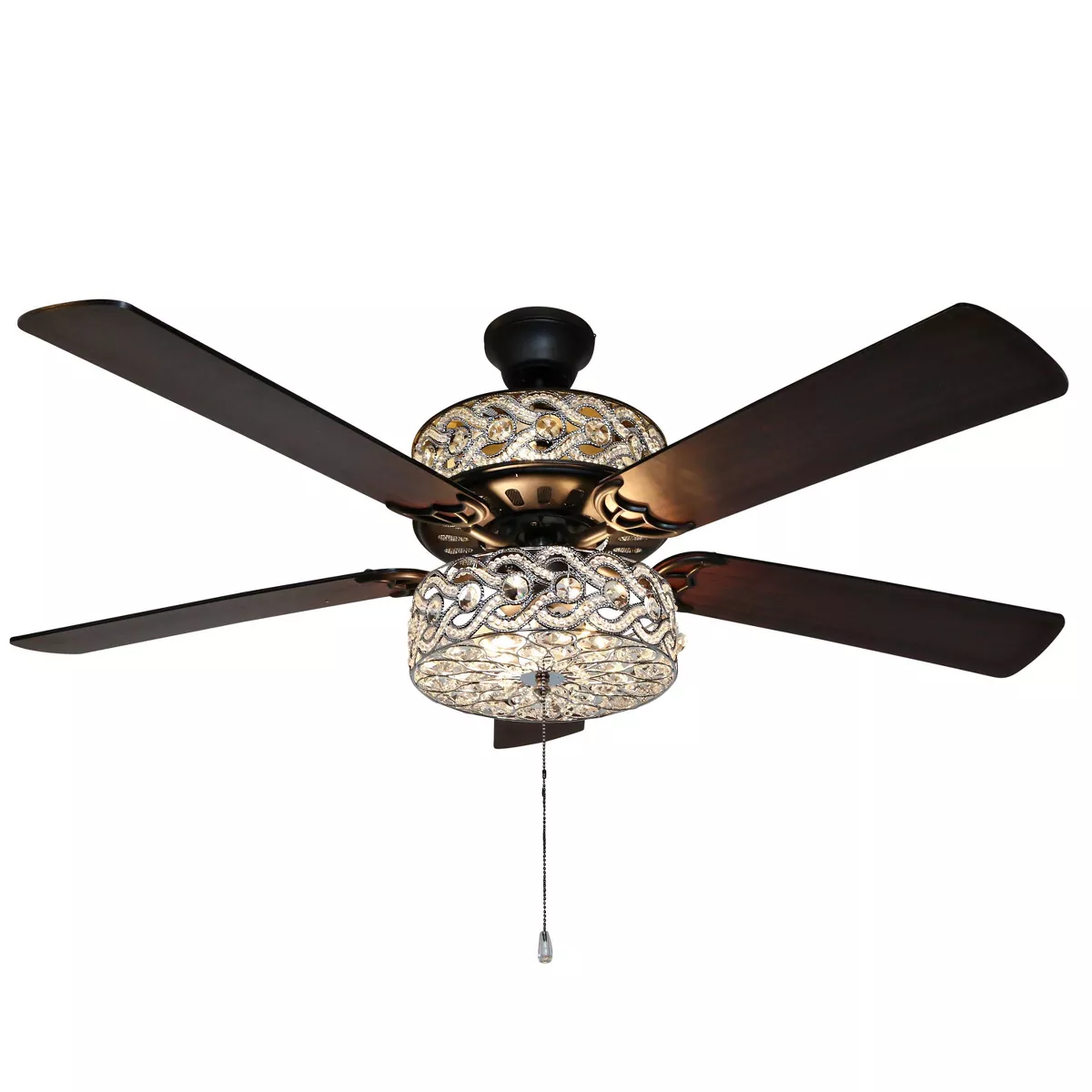 52" LED 5-Blade Olivia Double Beaded Braid Wedding Band Lighted Ceiling Fan - River of Goods