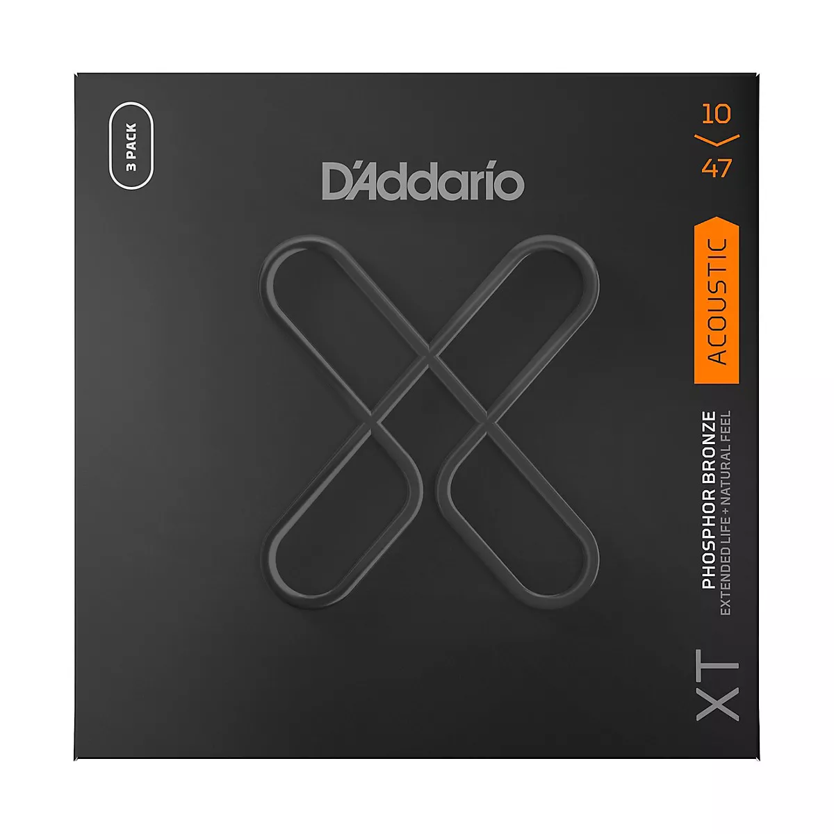 D'Addario XT Acoustic Phosphor Bronze, Light, 10-47, 3 Sets