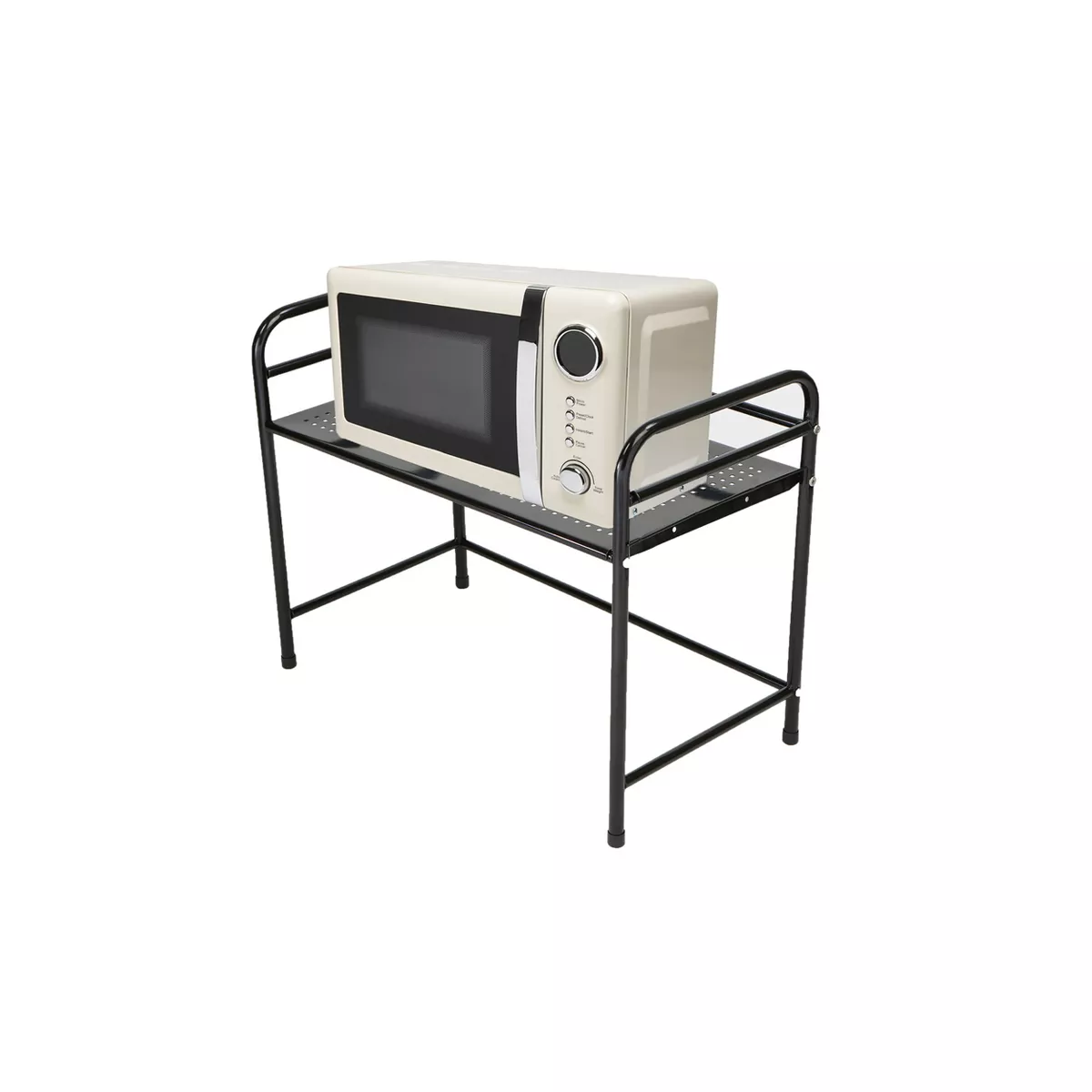 MIND READER Metal Rack Utility Shelf and Microwave Stand with Hooks on the Side (BLACK)