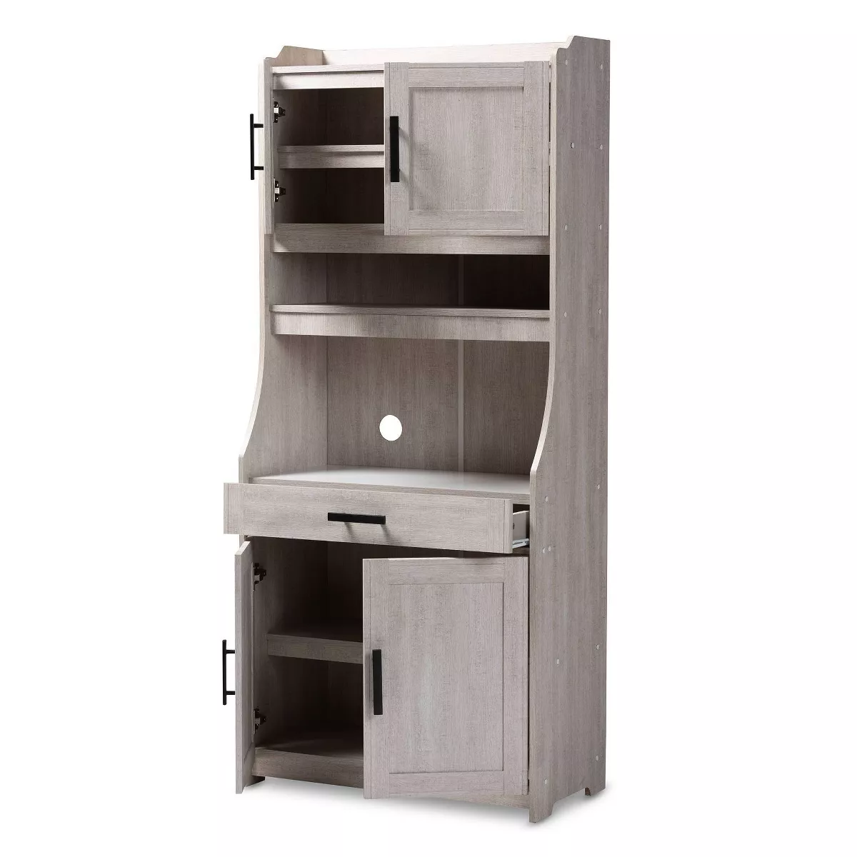 6 Shelf Portia Kitchen Storage Cabinet White - Baxton Studio