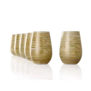 16.5oz 6pk Glass Olympia Twister Tumbler Drinkware Set White/Gold - Stolzle Lausitz