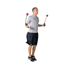 Power Systems Airope Pro Medium Resistance Compact Weighted Rubber Jump Rope Pair with Padded Grip Handles, Red