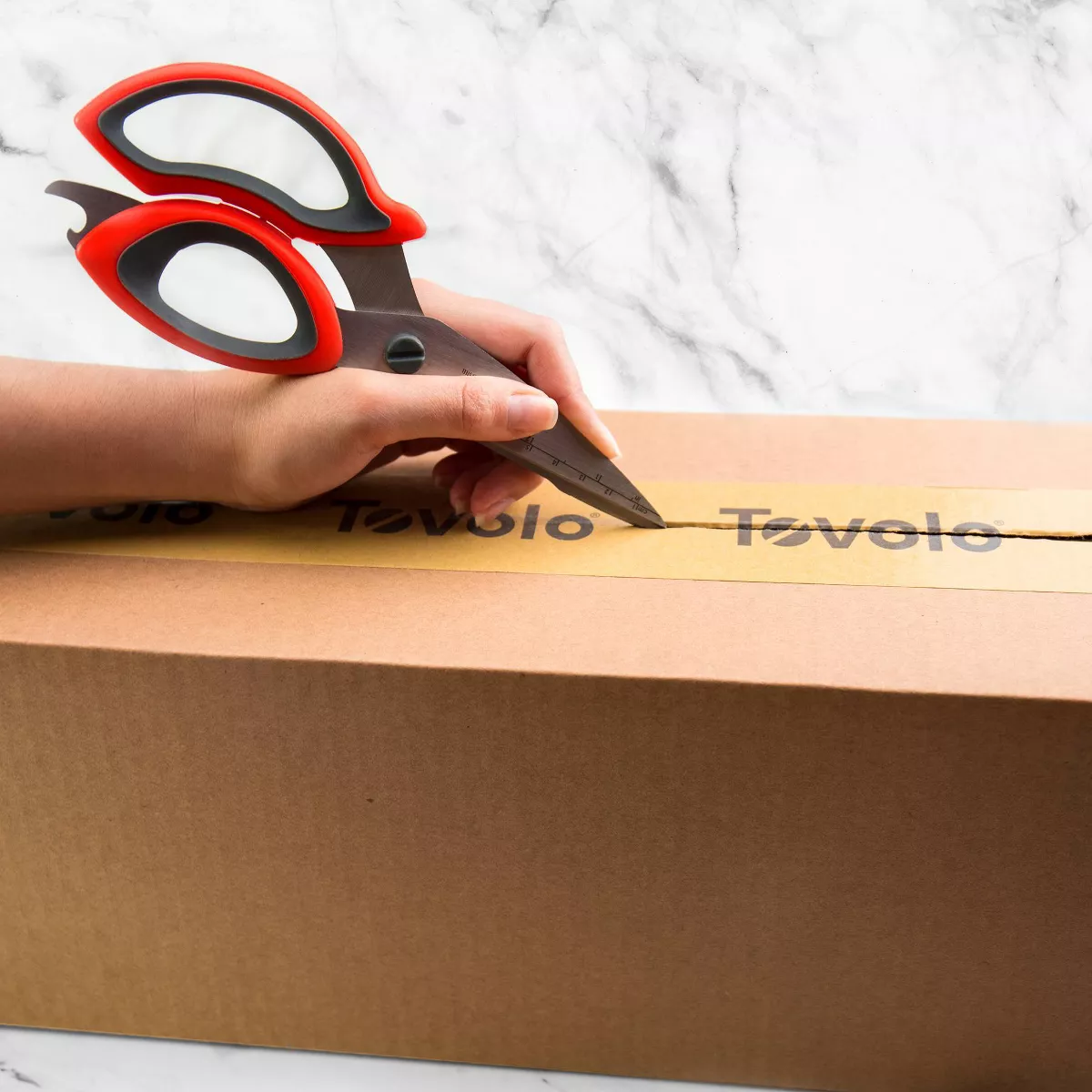 Tovolo Comfort Grip Kitchen Shears Candy Apple Red/Charcoal