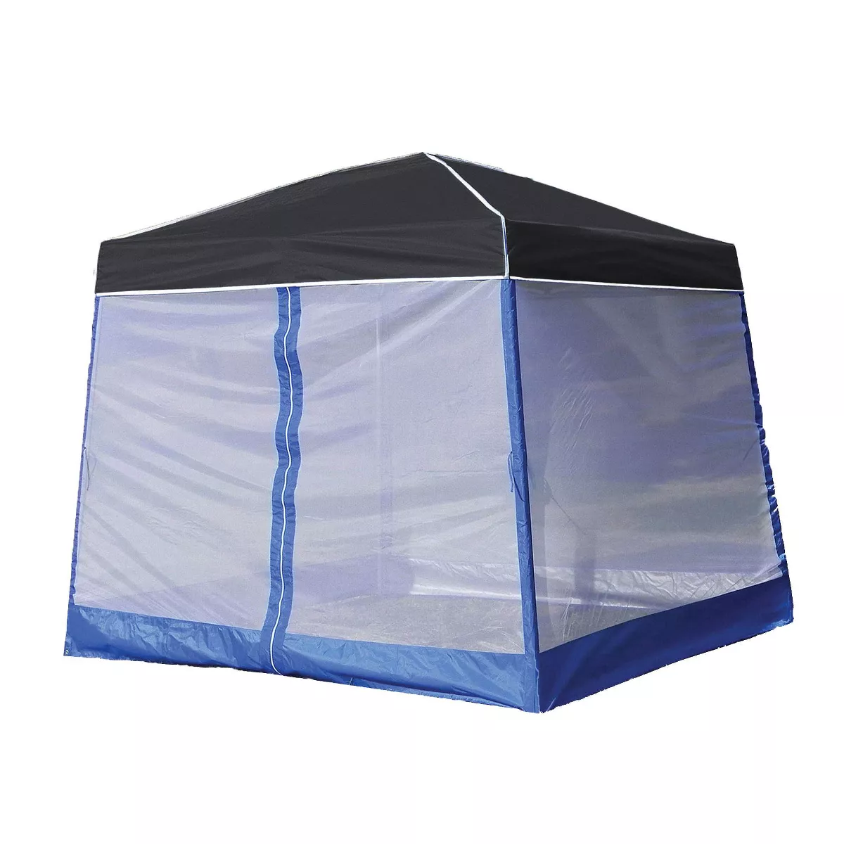 Z-Shade 10' x 10' Angled Leg Instant Black Canopy Shelter with Screen & Weights