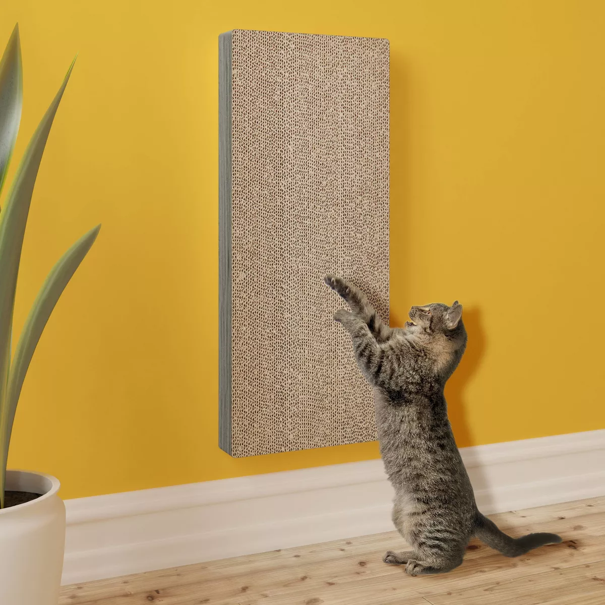 Way Basics Eco Wall Cat Scratcher Pad with Easy Closure - Gray Wood Grain