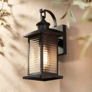 John Timberland Modern Outdoor Wall Light Fixture Textured Black 13 3/4