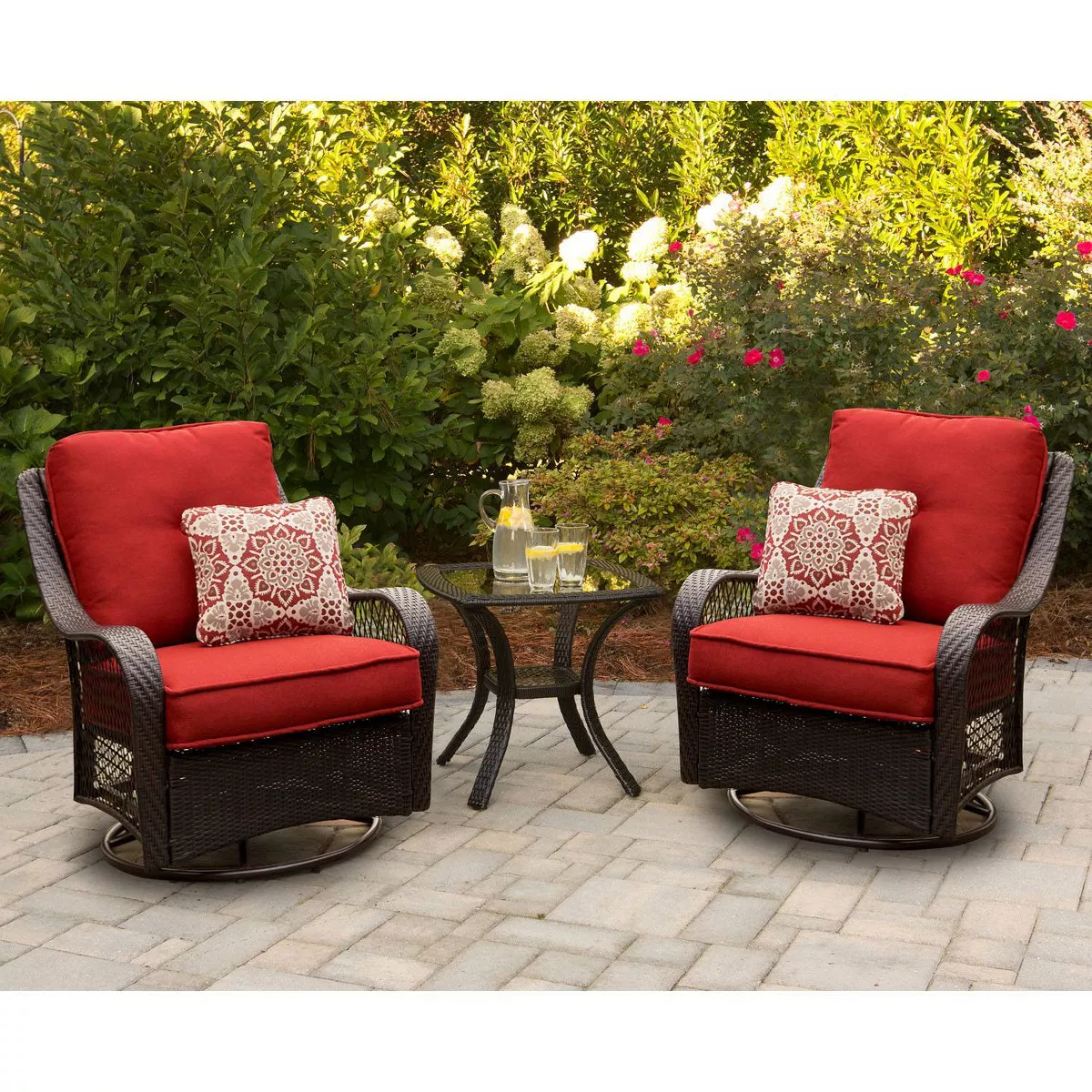 Merritt 3pc Woven Swivel Chair Patio Seating Seat - Cambridge