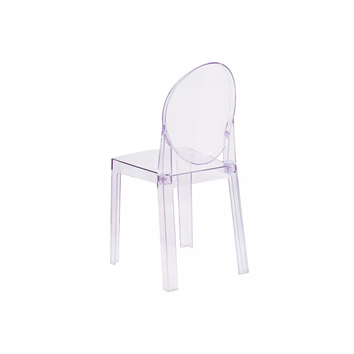 Riverstone Furniture Collection Leather Oval Back Ghost Chair Transparent Crystal