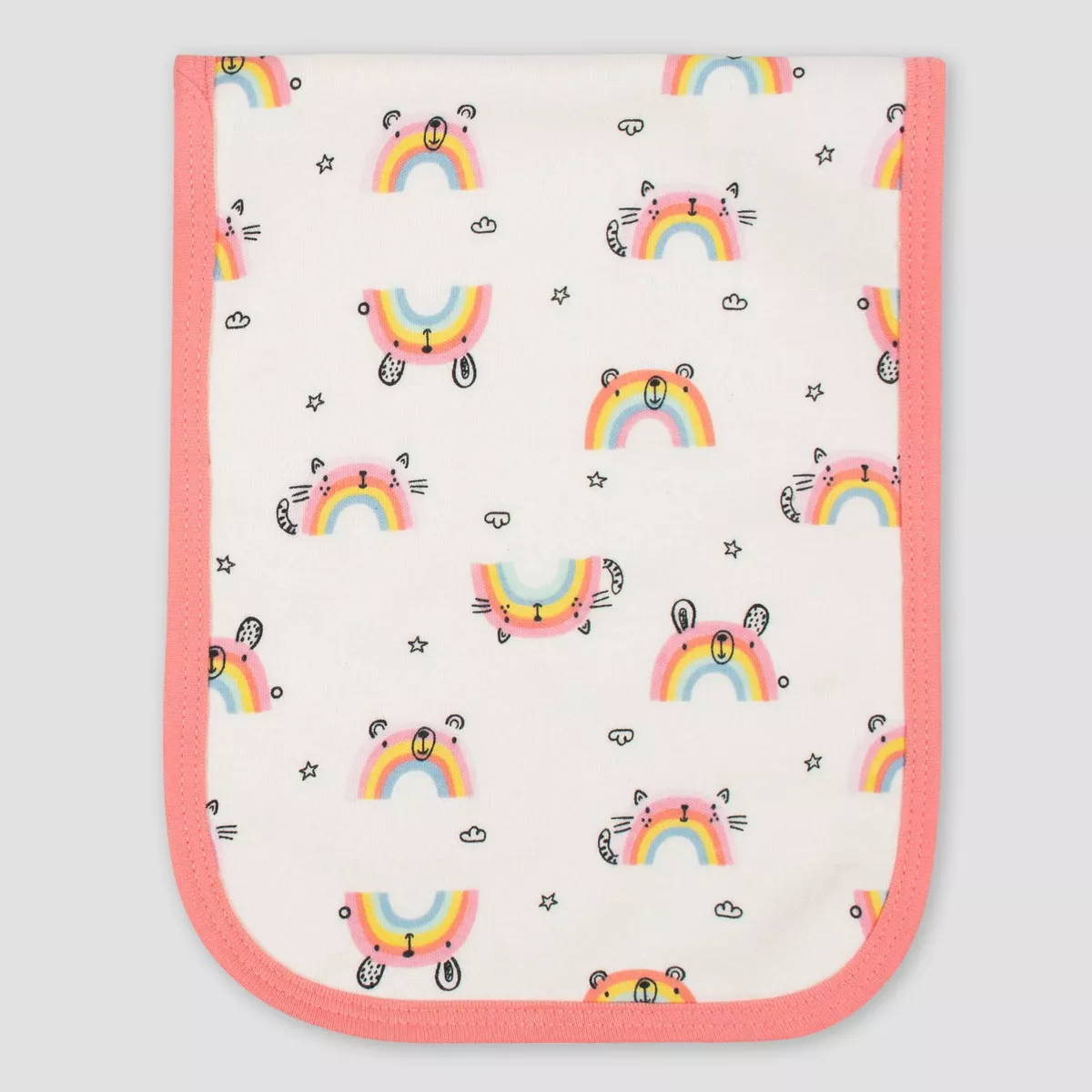 Gerber Baby Girls' 4pk Rainbow Print Interlock and Terry Burp Cloth Set - Pink