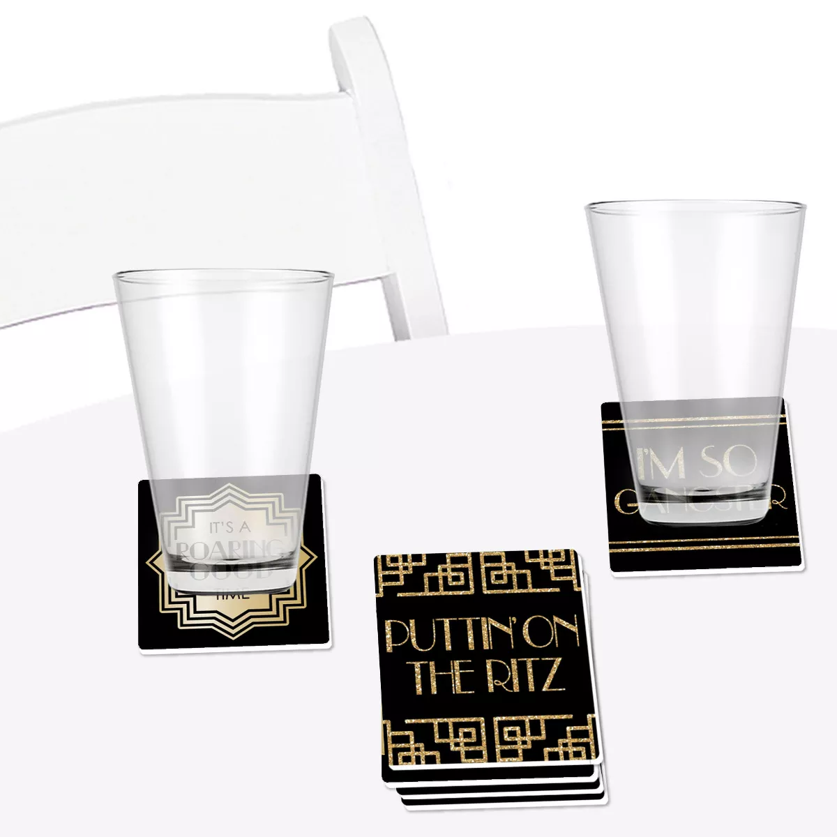 Big Dot of Happiness Roaring 20's - Funny 1920s Art Deco Jazz Party Decorations - Drink Coasters - Set of 6