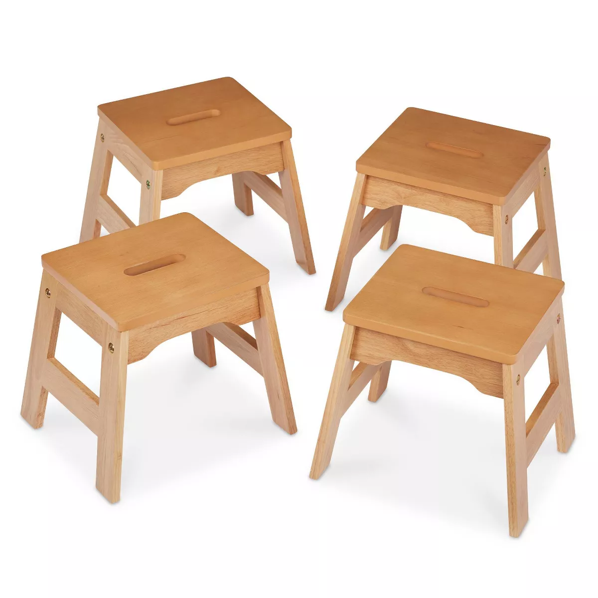 Melissa & Doug Wooden Stools - Set of 4 - Natural