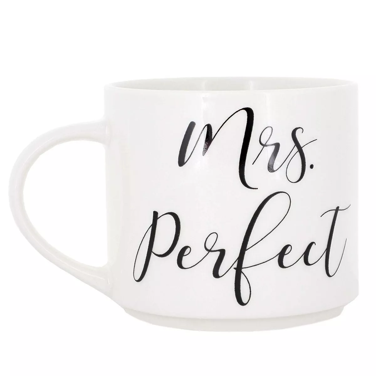 Blue Panda 2-Pack Mr. Perfect & Mrs. Perfect 15oz Stackable Bone China Coffee Mug Tea Cup Wedding Gift