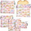 Juvale 5 Pack Resealable Plastic Bags, Colorful Rainbow Reusable Snack Bags with Zipper (3 Sizes)