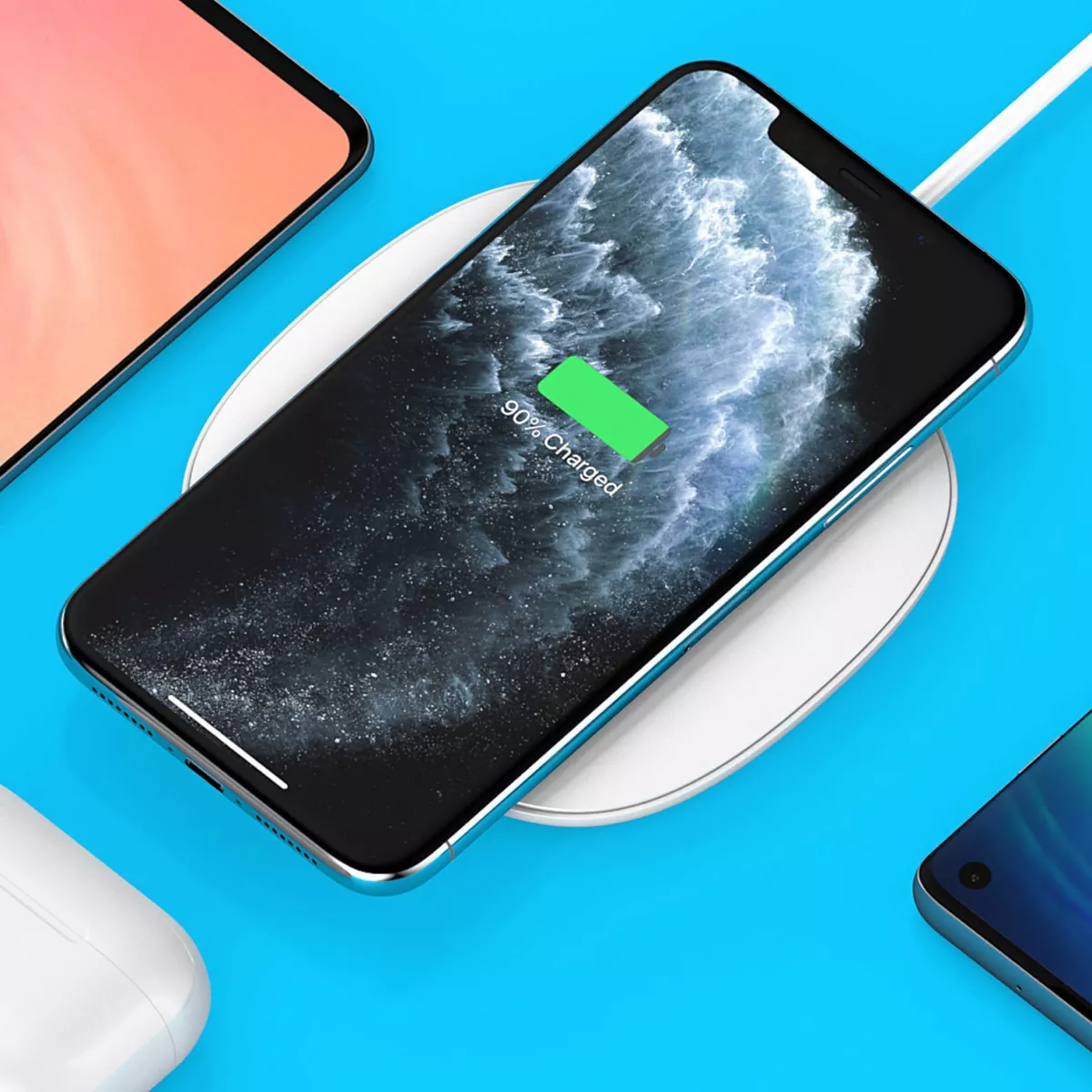 Just Wireless 5W Qi Wireless Charging Pad with 4ft TPU Charging Cable - White