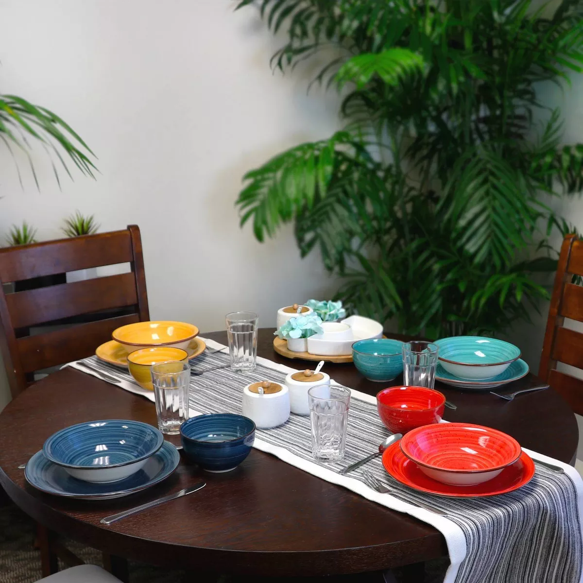 Gibson Home 28pc Stoneware Speckle Mix and Match Dinnerware Set