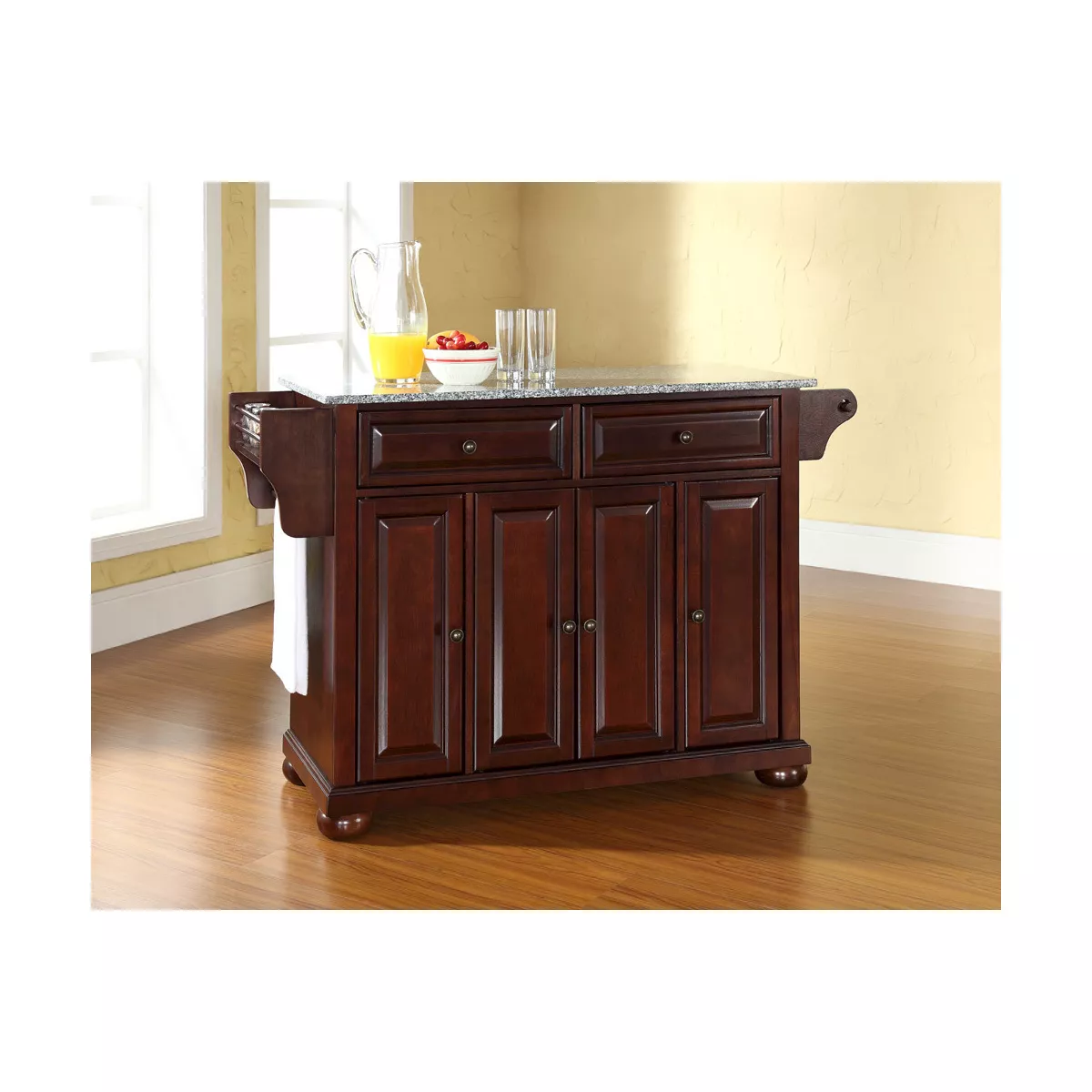 Alexandria Solid Granite Top Kitchen Island - Vintage Mahogany - Crosley